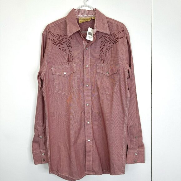 Cowboy Legend Shirt Mens Size Medium Pearl Snap Western Rodeo Embroidered Red - Picture 1 of 5